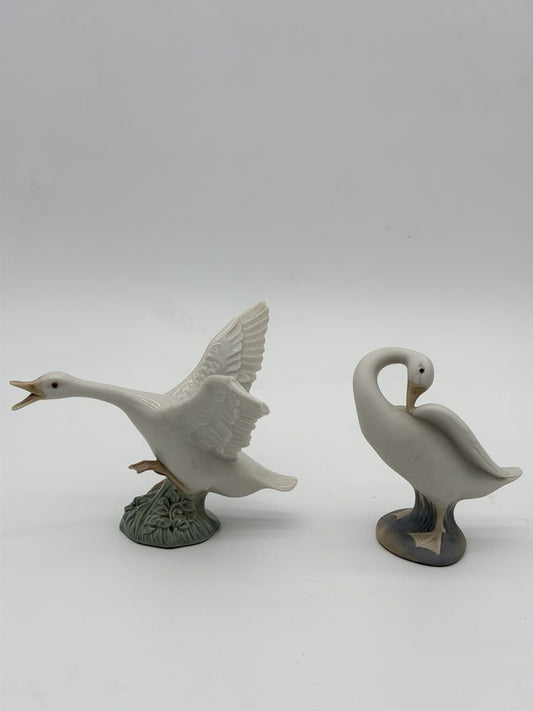 Lladro Spain Porcelain White Glossy /matte Pair Ducks Gesse Figurine Painted