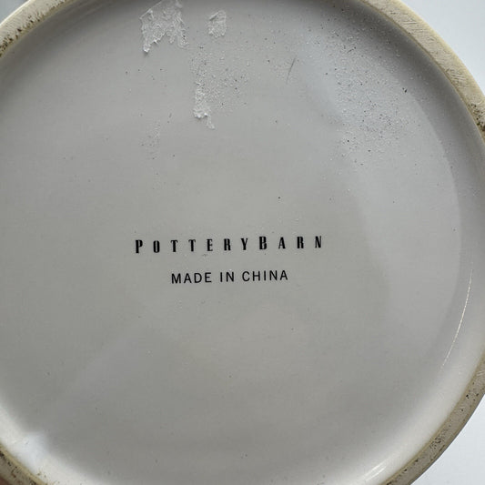 Pottery Barn Ceramic Brown White Floral Paisley Decor Canister Ginger Jar 9in