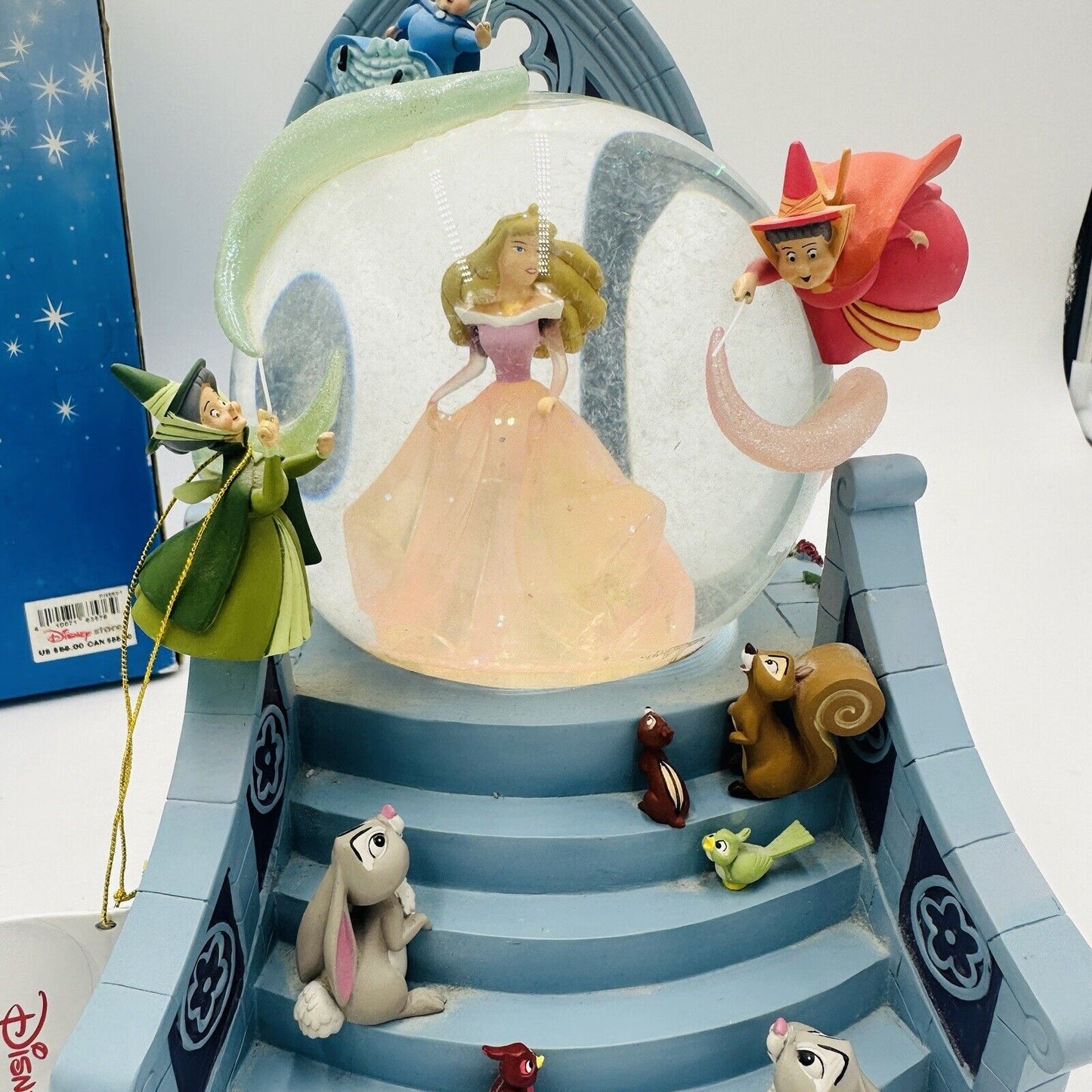 Disney Store Snow Globe Aurora with Fairies Once Upon A Dream Song Works W/box