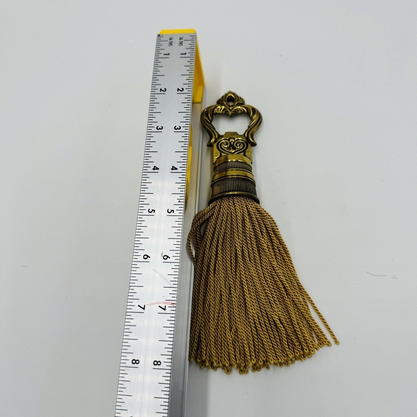 Rare MCM Brass Solid Tassel Gold 8in Hollywood Regency Style