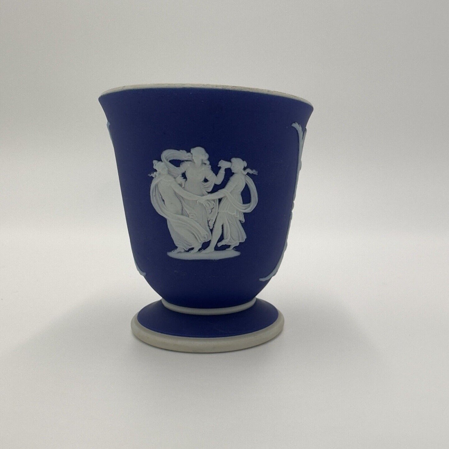 Wedgwood Vase Jasperware Cobalt Bud Goddess Angels England 3.25" Dark Blue