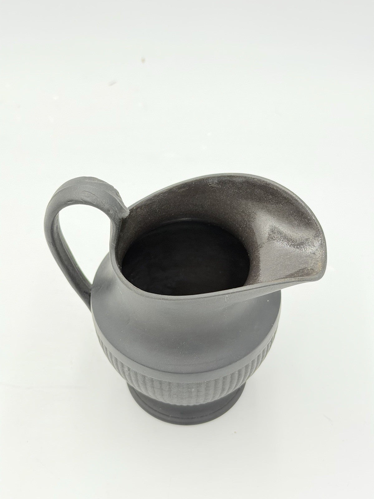 Wedgwood Black Basalt Antique Shape Fluted Creamer Pitcher 5.5”HAntique 19th C
