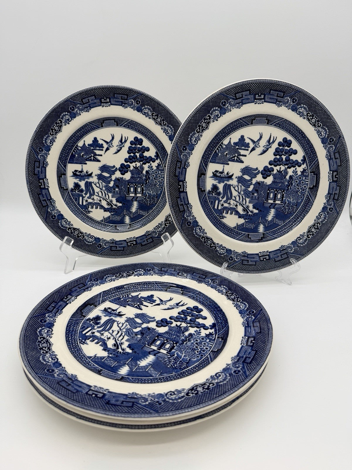 Johnson Bros England Porcelain Blue Willow 10" Dinner Plate chinoiserie 5 PCs