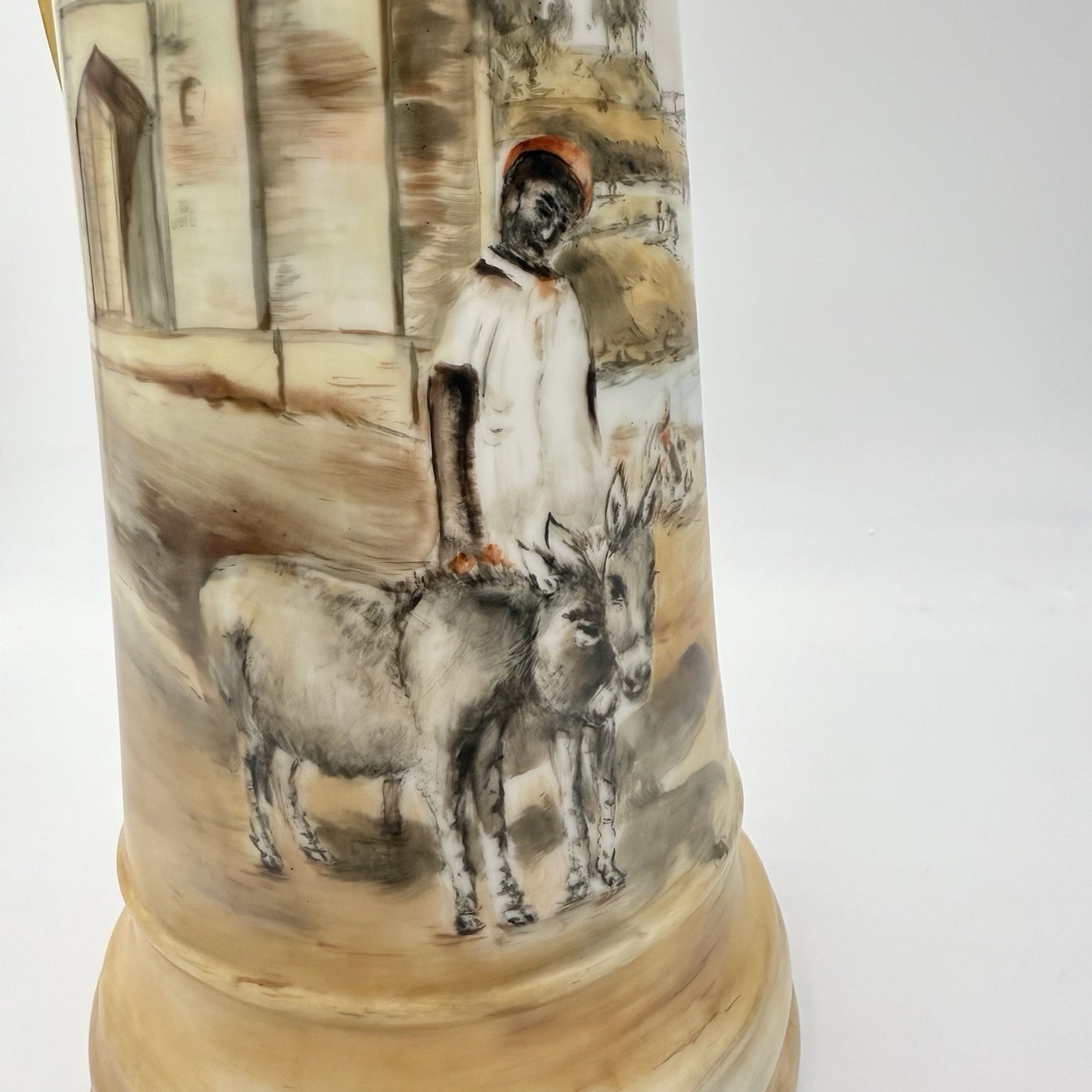 T&V Limoges France Hand Painted Pitcher Signed By Woodrow 1899 14.5” Donkey