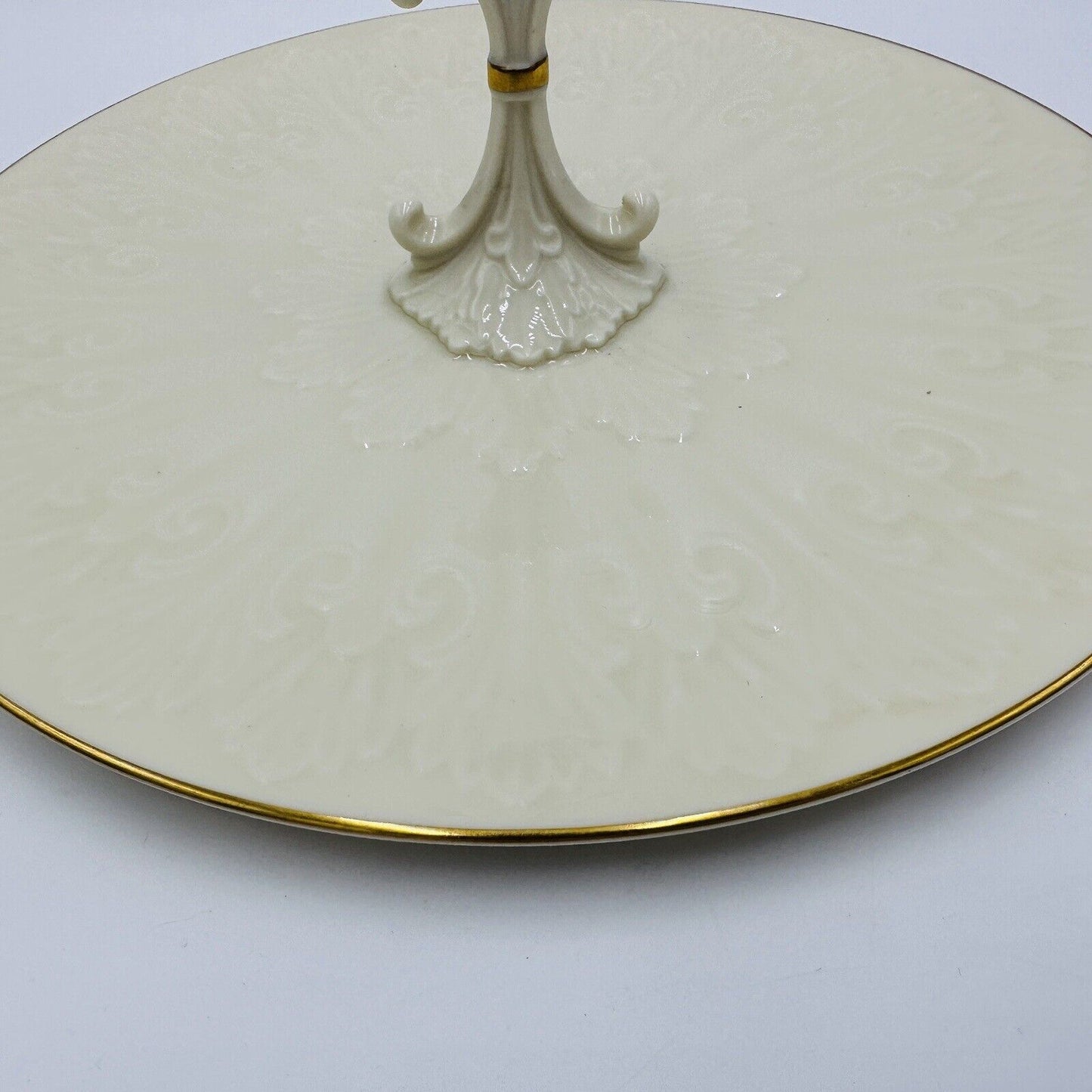 Lenox Serving Tray Center Handled Chateau Collection Gold Trim Porcelain Beige