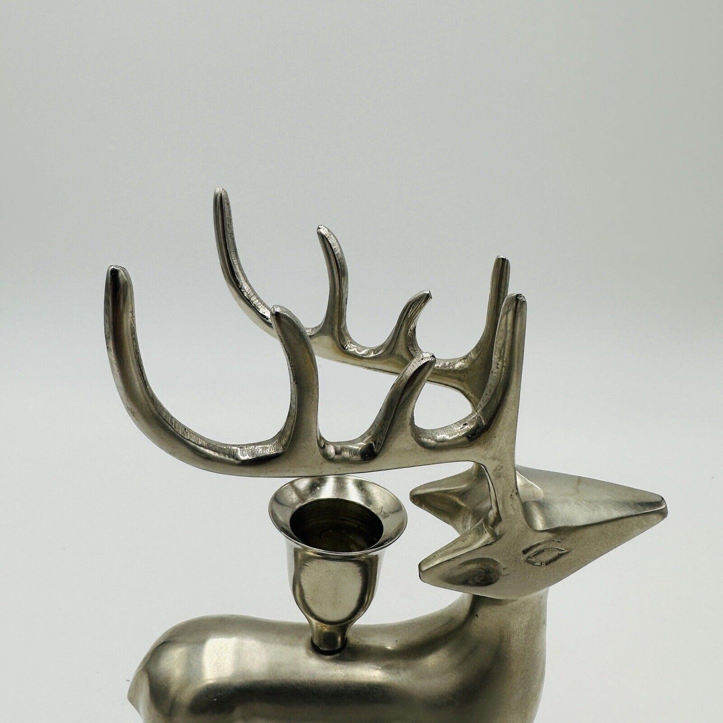 Pottery Barn Reindeer Candle Holders Vintage Silver Plated Seasonal Stag Taper