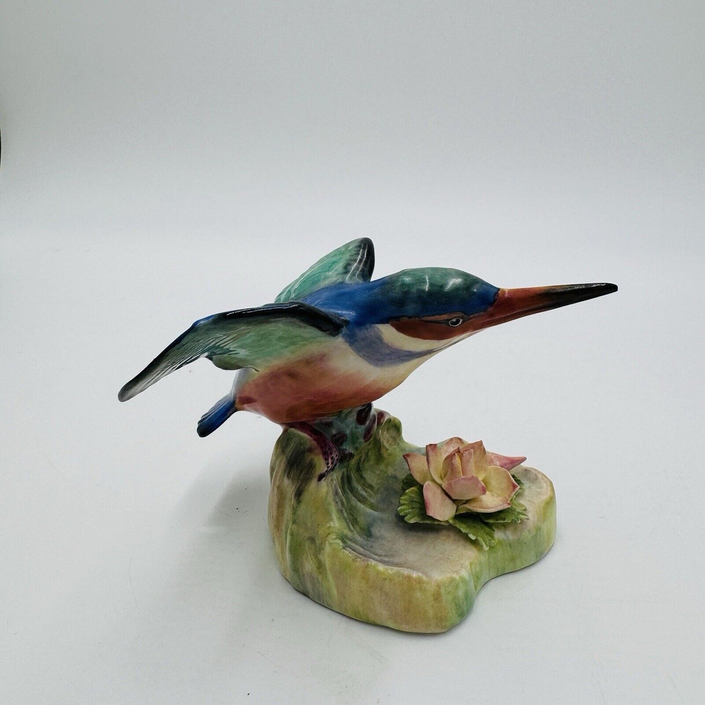 Adderley Floral Made England KingFisher Bird Figurine Hand Painted Porcelain 4”