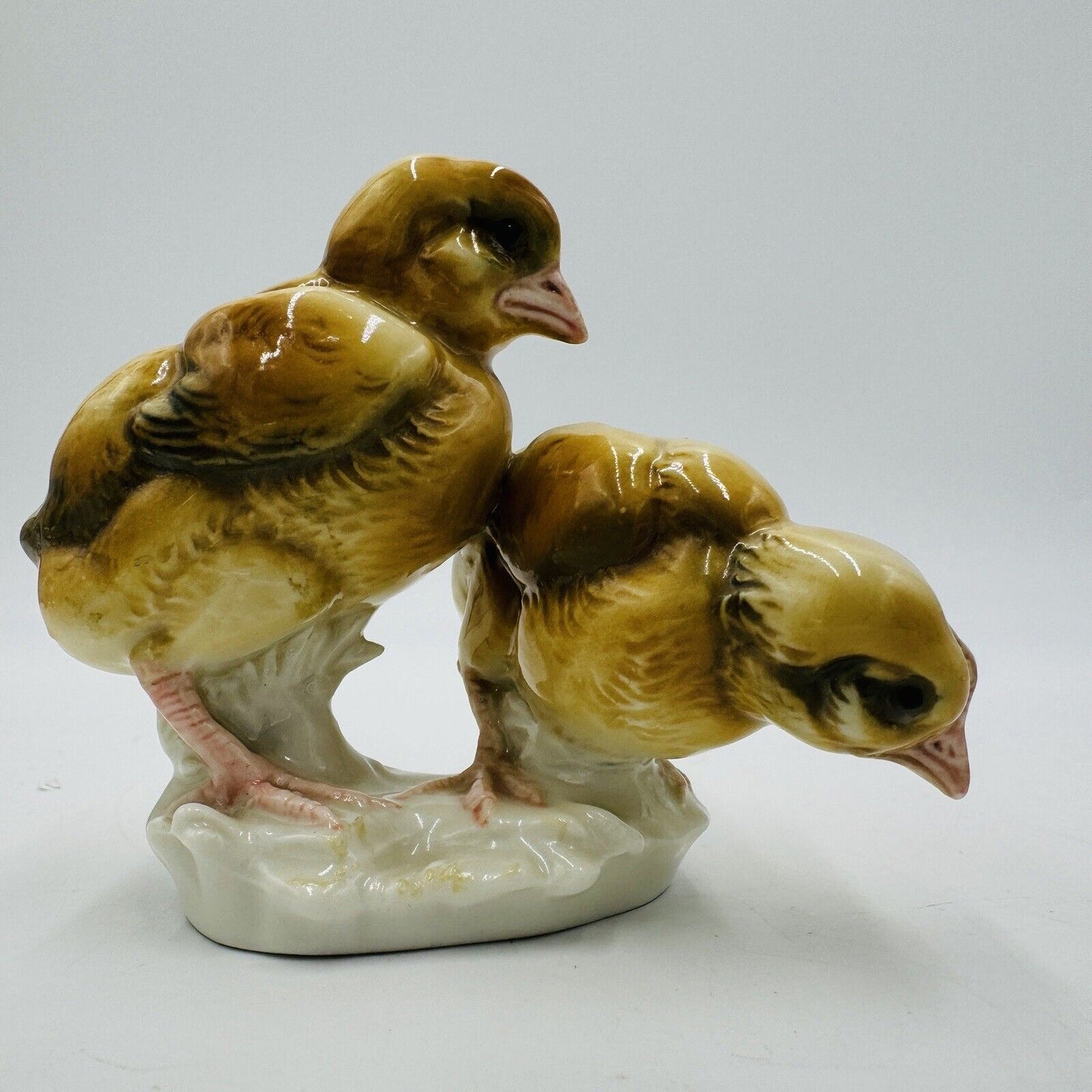 Antique Karl Ens Volkstedt Chicks Chicken Porcelain Figurine Germany Painted