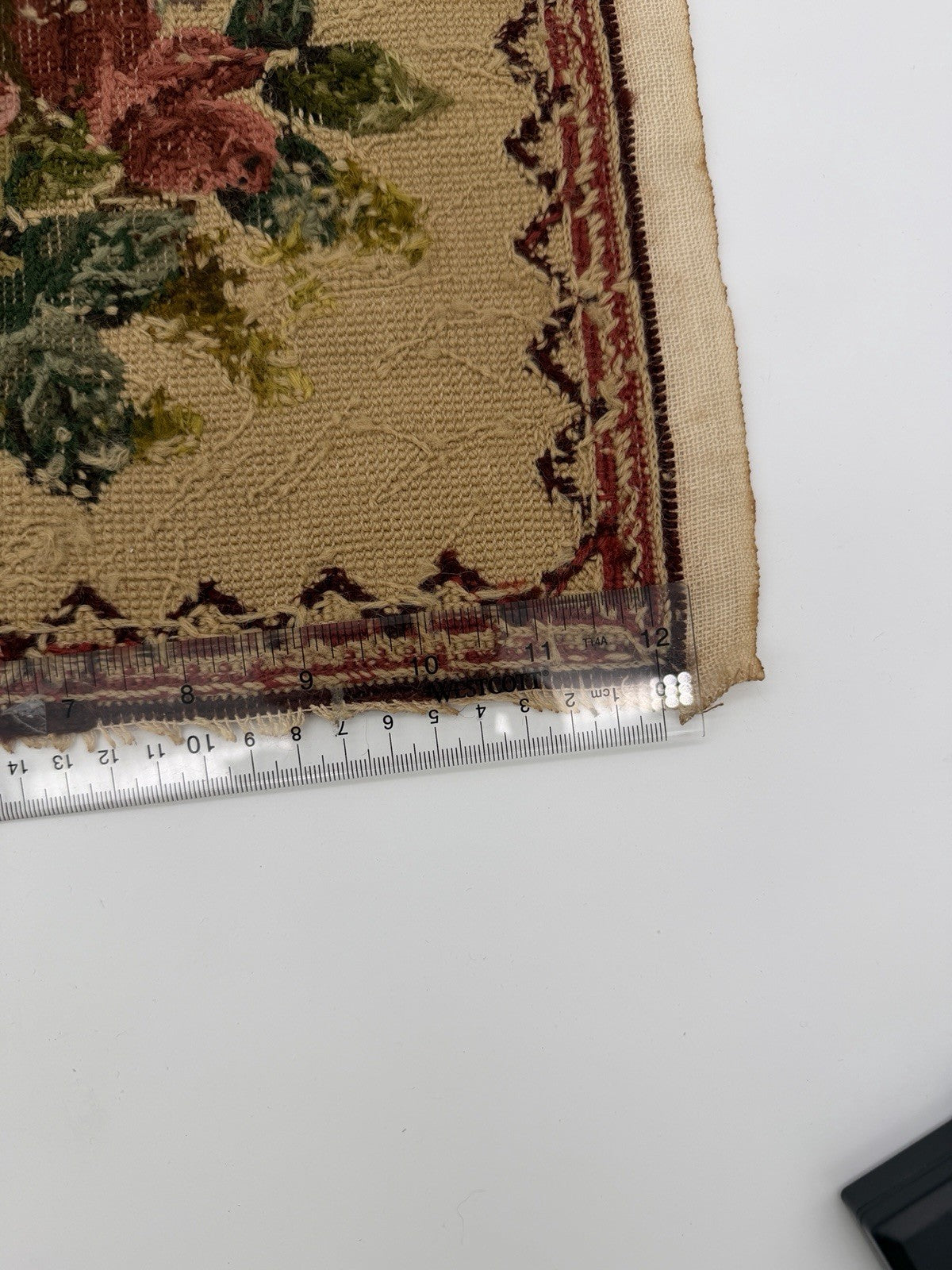 Antique Needlepoint Embroidery Victorian Roses Wool Embroidery panel top 12”x12”
