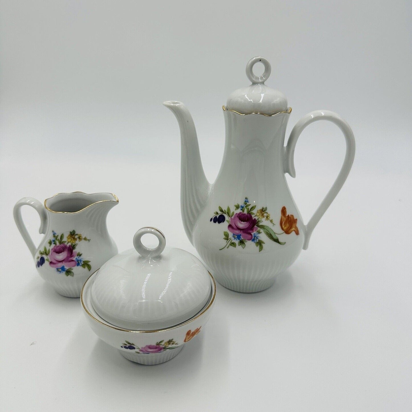 JlMenau Graf Von Henneberg Tea Set White Floral Porcelain German Demitasse 1777