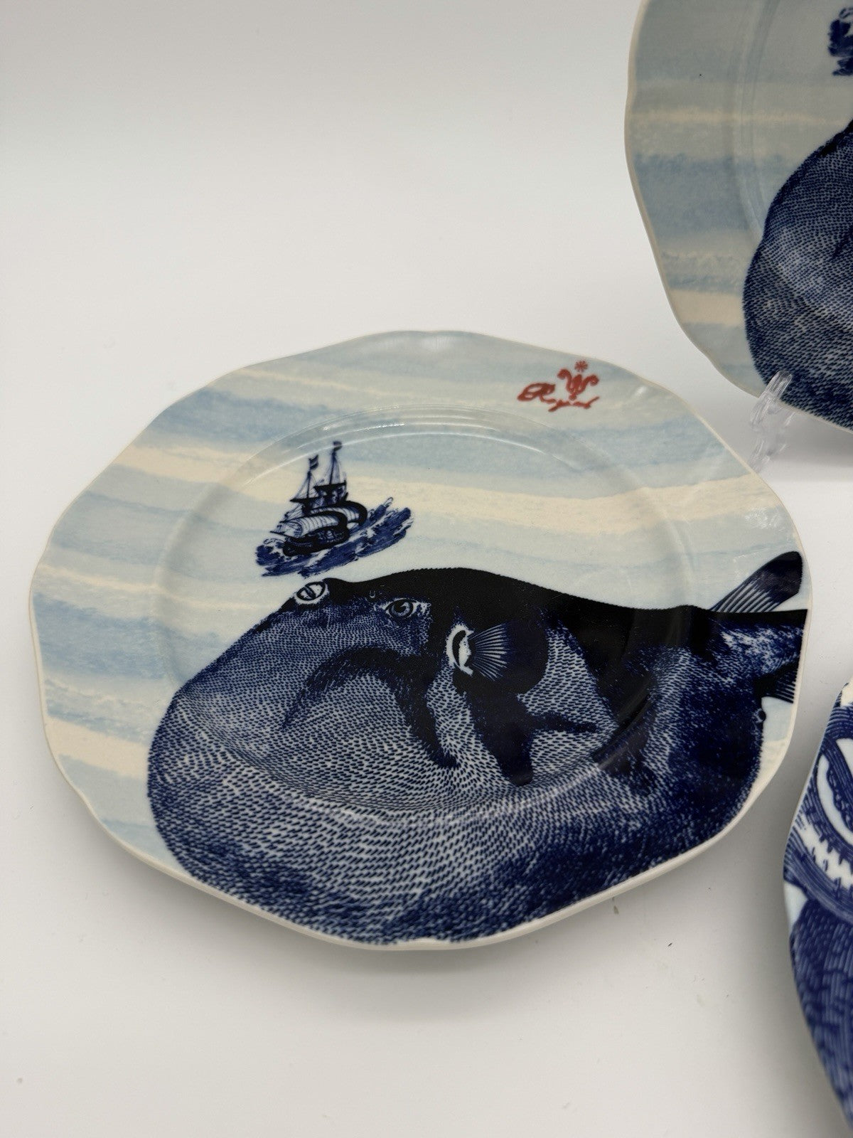 Anthropologie From the Deep SET 4 Salad Dessert Plate 7.5” Ocean Fish Nautical