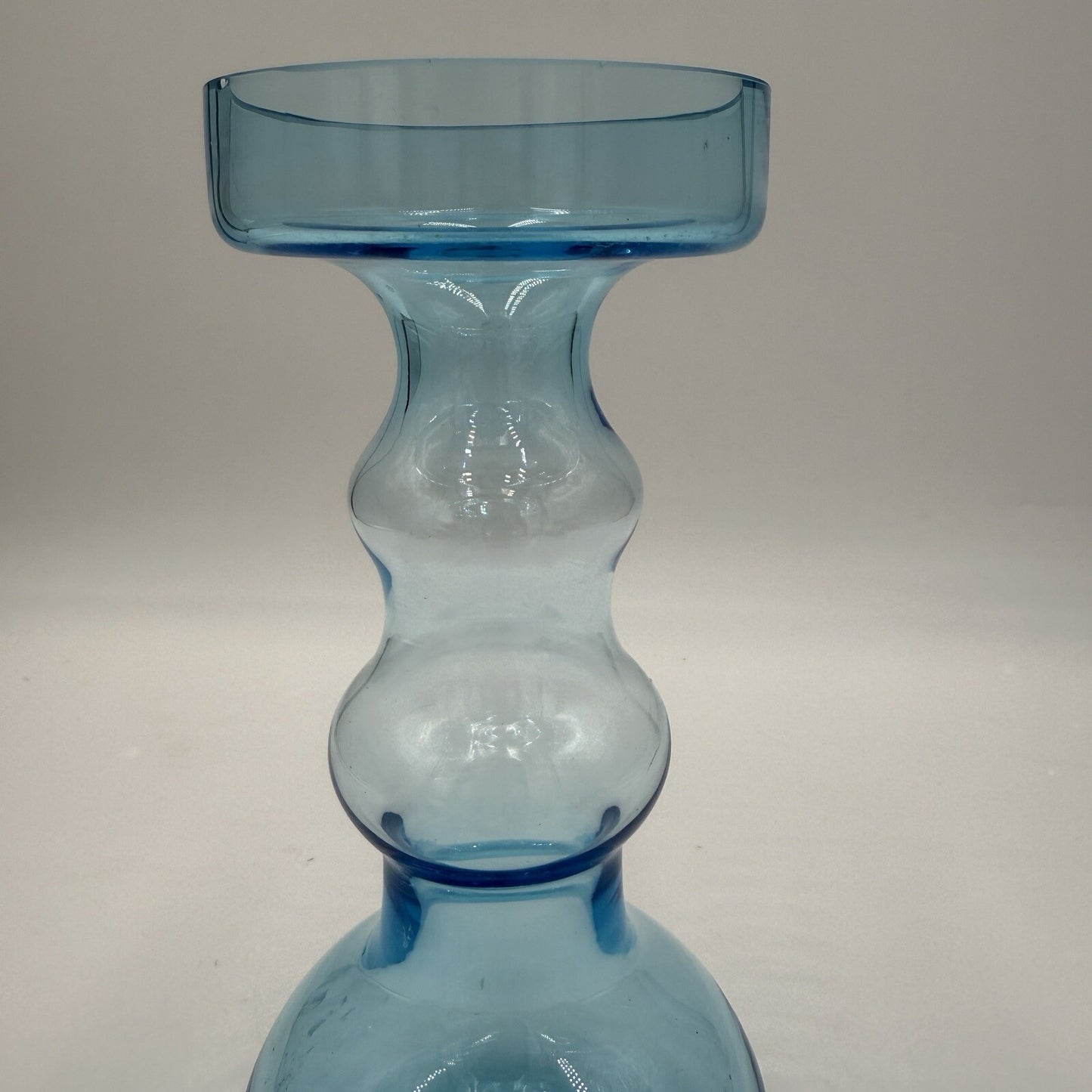 Nuutajarvi Oiva Toikka Blue Vase Finland 1960s 9" Multi shaped Vintage Art Glass