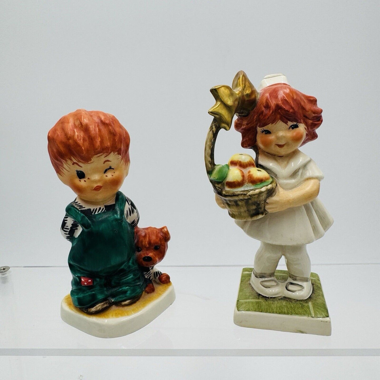 Goebel Red Heads Figurines Cheer Up Nurse Boy W/ Dog Germany 1967 Charlot Byj