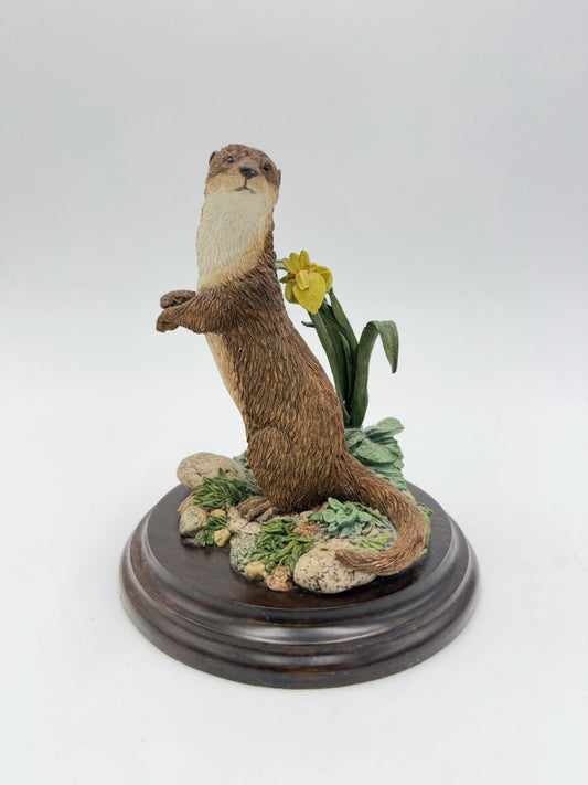 Royal Doulton Otter Figurine on Wooden Stand 1991 Signed K Sherwin England