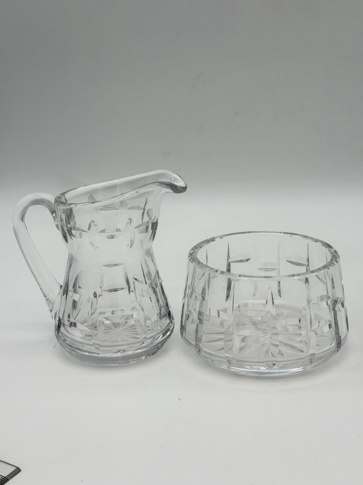 Waterford Crystal Tralee Cream & Sugar Bowl Cut Ireland Signed Set 2 PCs