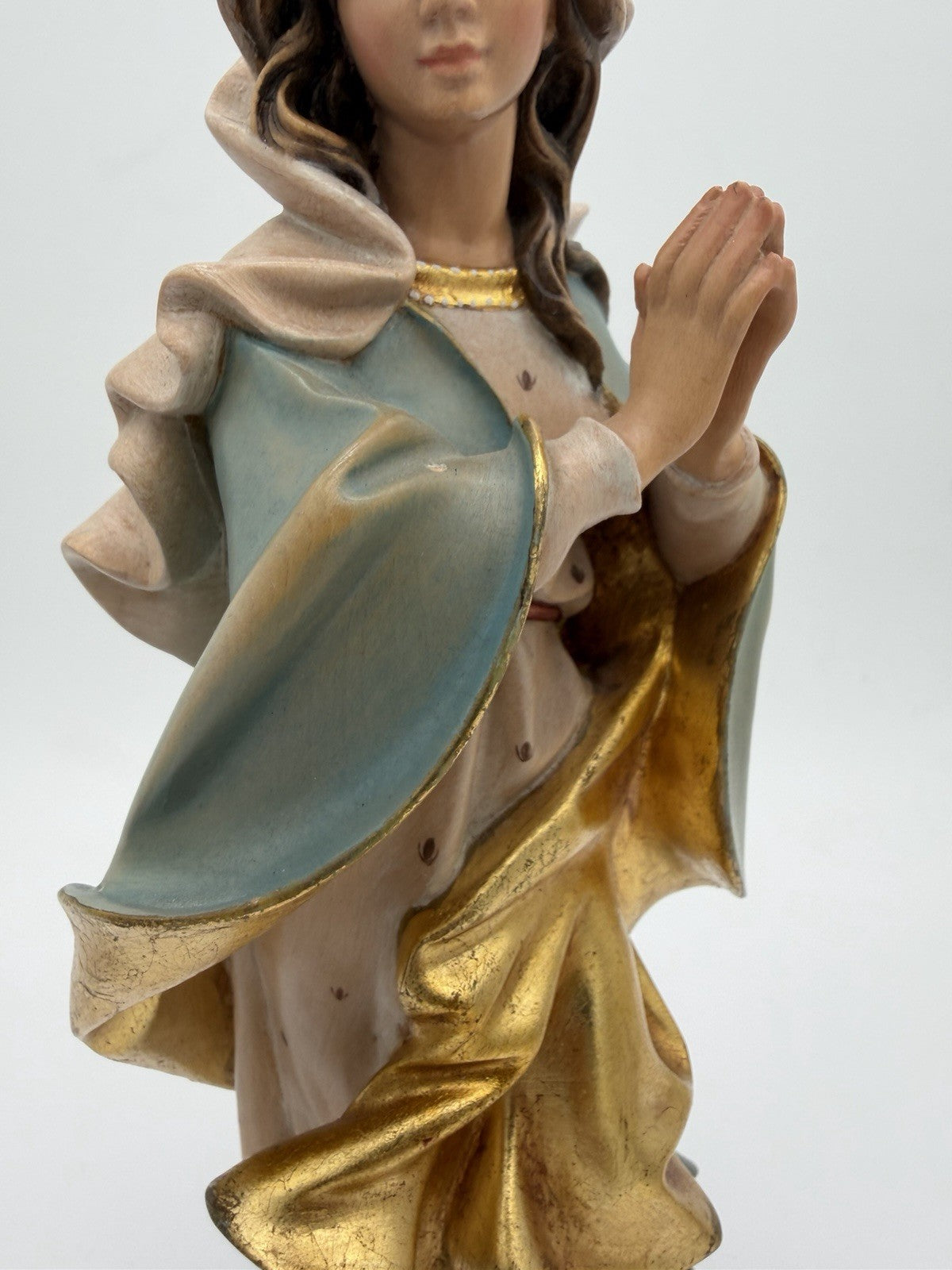 Josef Albl Folk Art Blessed Virgin Mary hand-carved wooden sculpture Germany 12”