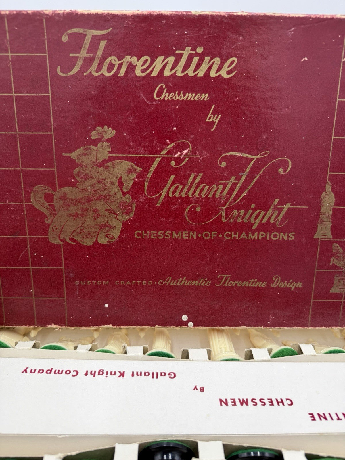 Vintage Florentine chessmen By Gallant Knight Chessmen Of Champions Game USA