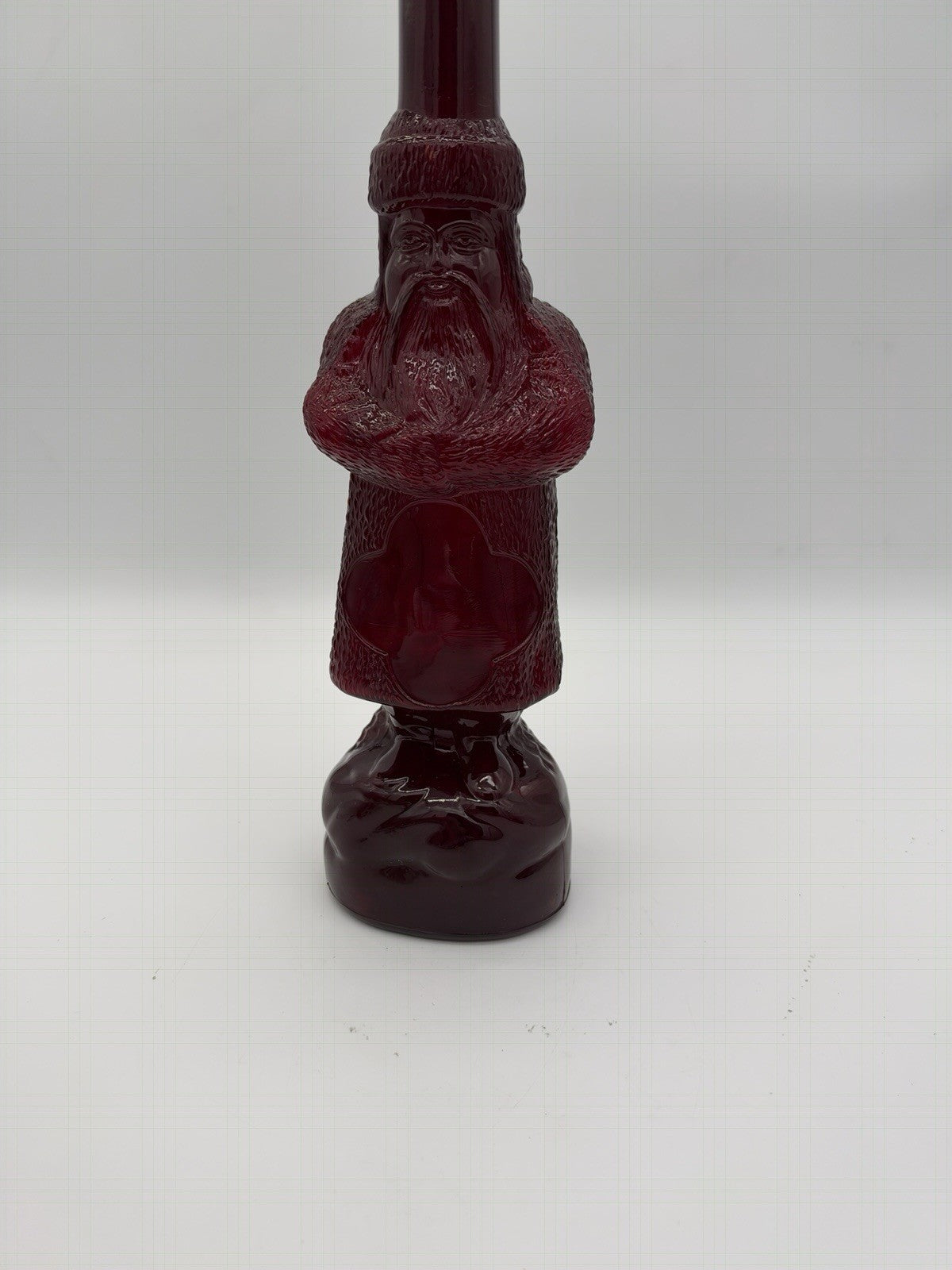 Vintage Belsnickel Ruby Red Art Glass Santa Claus Decanter Bottle Christmas 12”