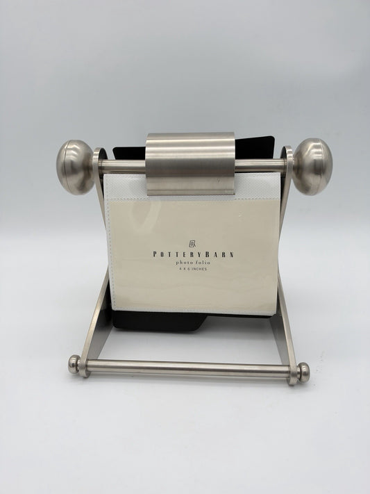 Pottery Barn Stainless Steel 4x6 Multi Photo Folio Album Carousel - 72 Pictures