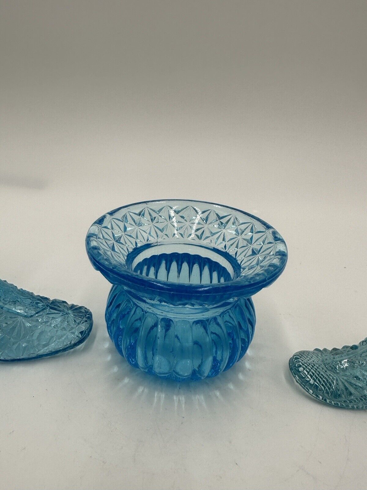 Fenton Victorian Shoes Set of 3 Mini Vase Vintage Aqua Blue Art Glass