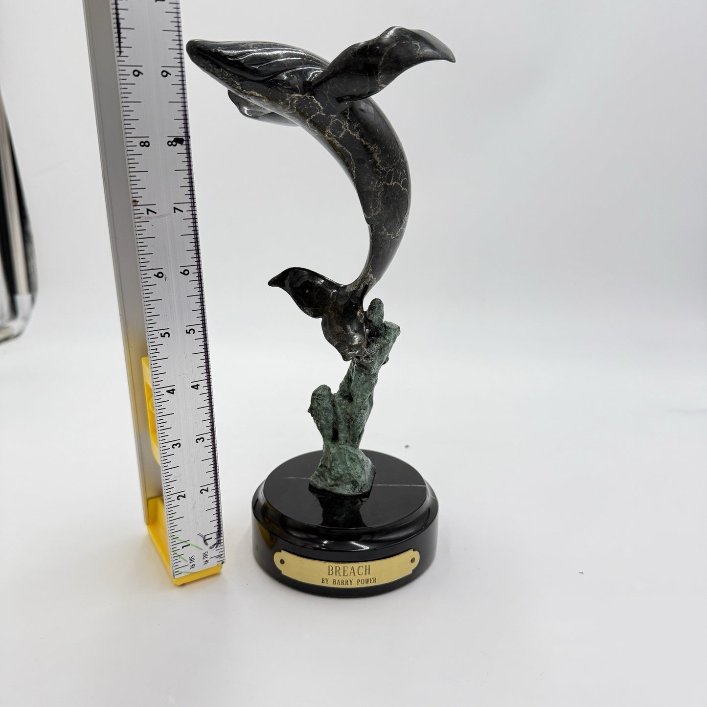 Rare Barry Power Bronze Marble Base Art Sculpture Hunchback Whale Breach” 24/400