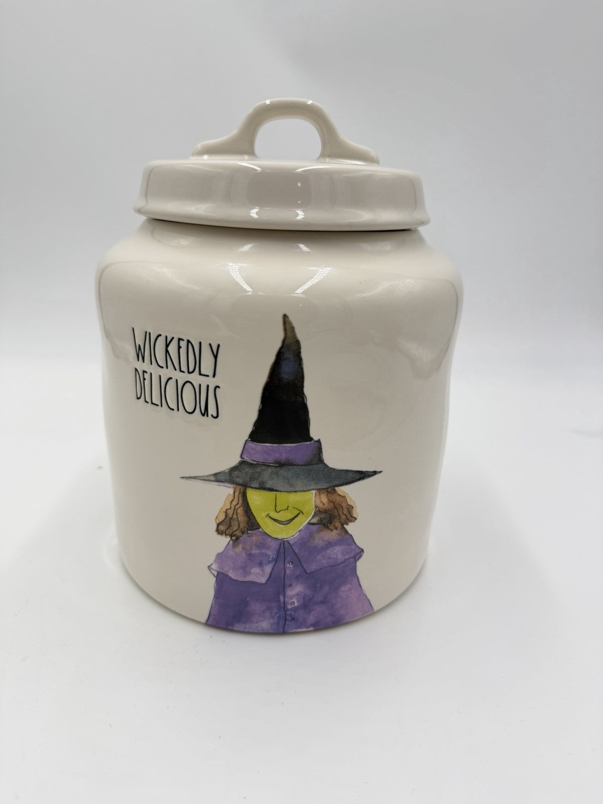 Rae Dunn Witch Wickedly Delicious Ceramic 8” Canister W/lid Cookie Jar Halloween