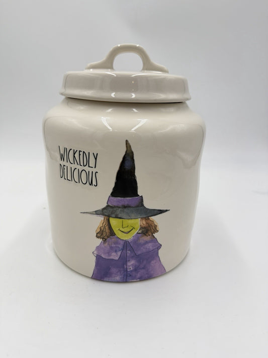 Rae Dunn Witch Wickedly Delicious Ceramic 8” Canister W/lid Cookie Jar Halloween