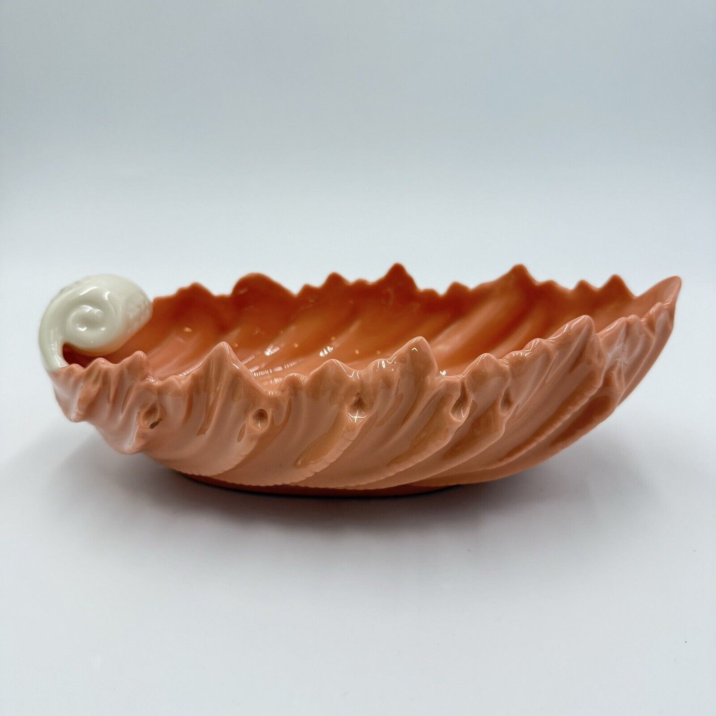 Lenox USA porcelain Acanthus Pattern Salmon Porcelain Scalloped bowl 1950 Rare