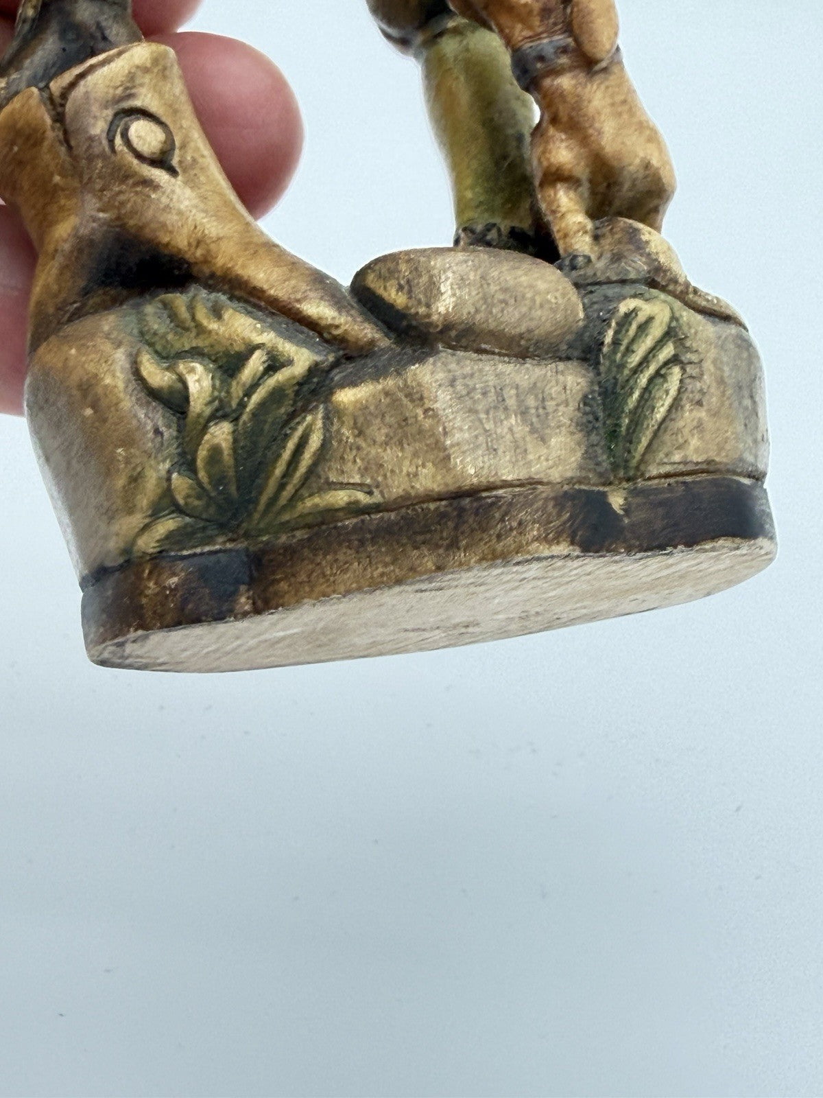 Vintage Folk Art Dolfi Italy Hand Carved Wood Figurine YAEGER DOLD 5”H