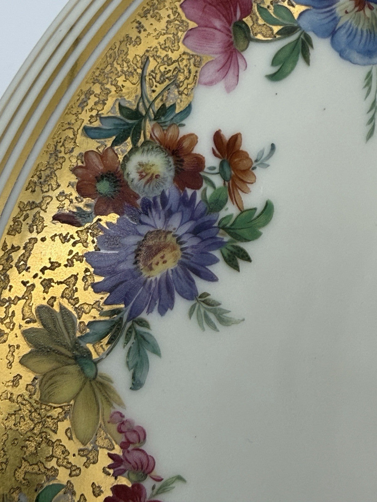 Antique Schoenau Germany Porcelain #3003 hand painted Floral Footed Large Bowl