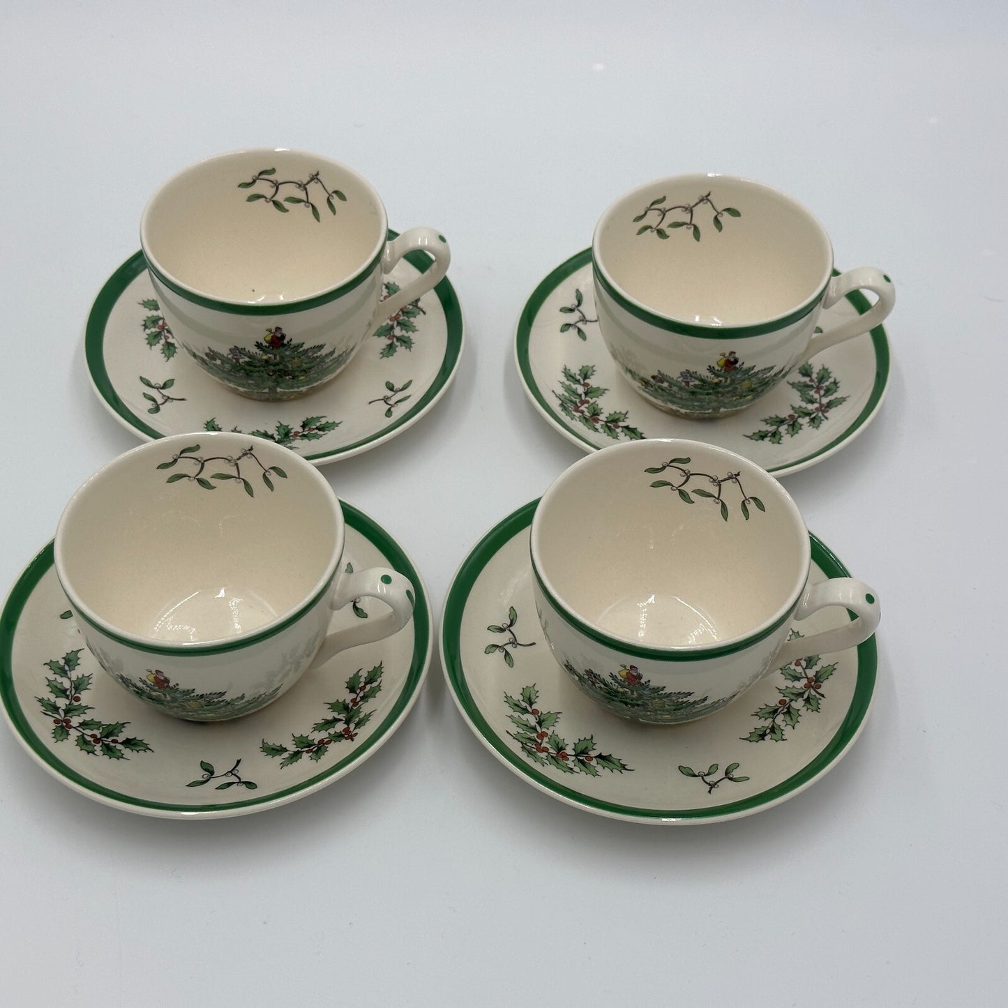 Spode Christmas Tree Cup And Saucer Set 1980s England Mint Vintage