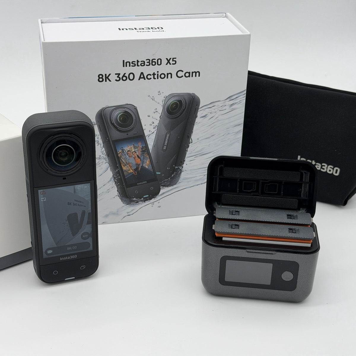 Insta360 X5 - Waterproof 8K 360 Video Action Travel Camera Extra Batteries Case