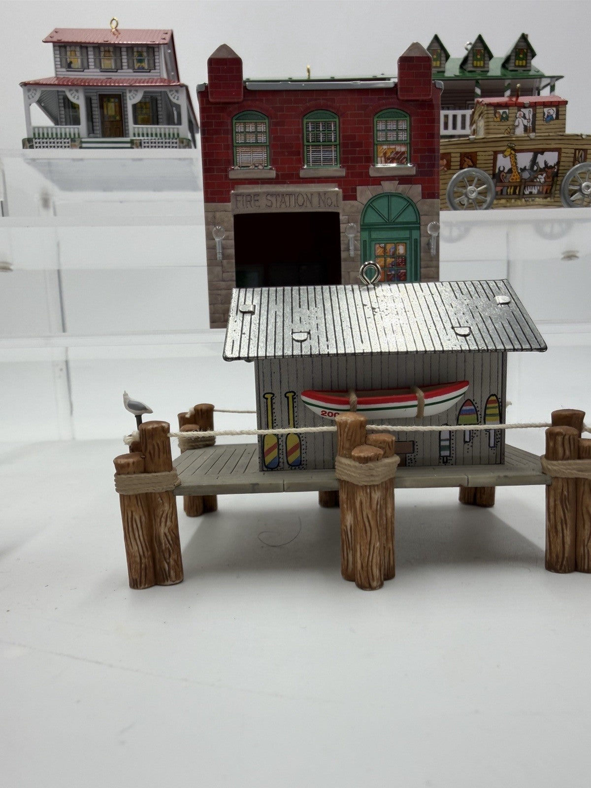 Hallmark Pressed Tin Ornaments Town & Country Series 1999-2003 Christmas 8 Pcs