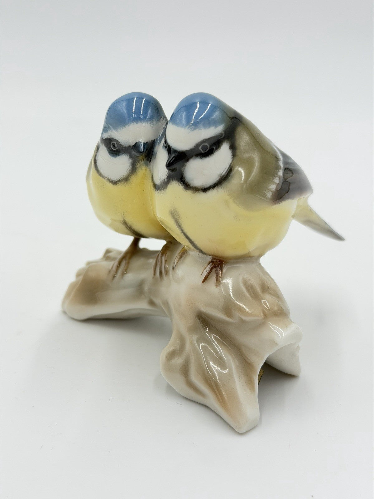Hutschenreuther Germany Porcelain Blue Titmouse Birds Figurine 3.5”Vtg