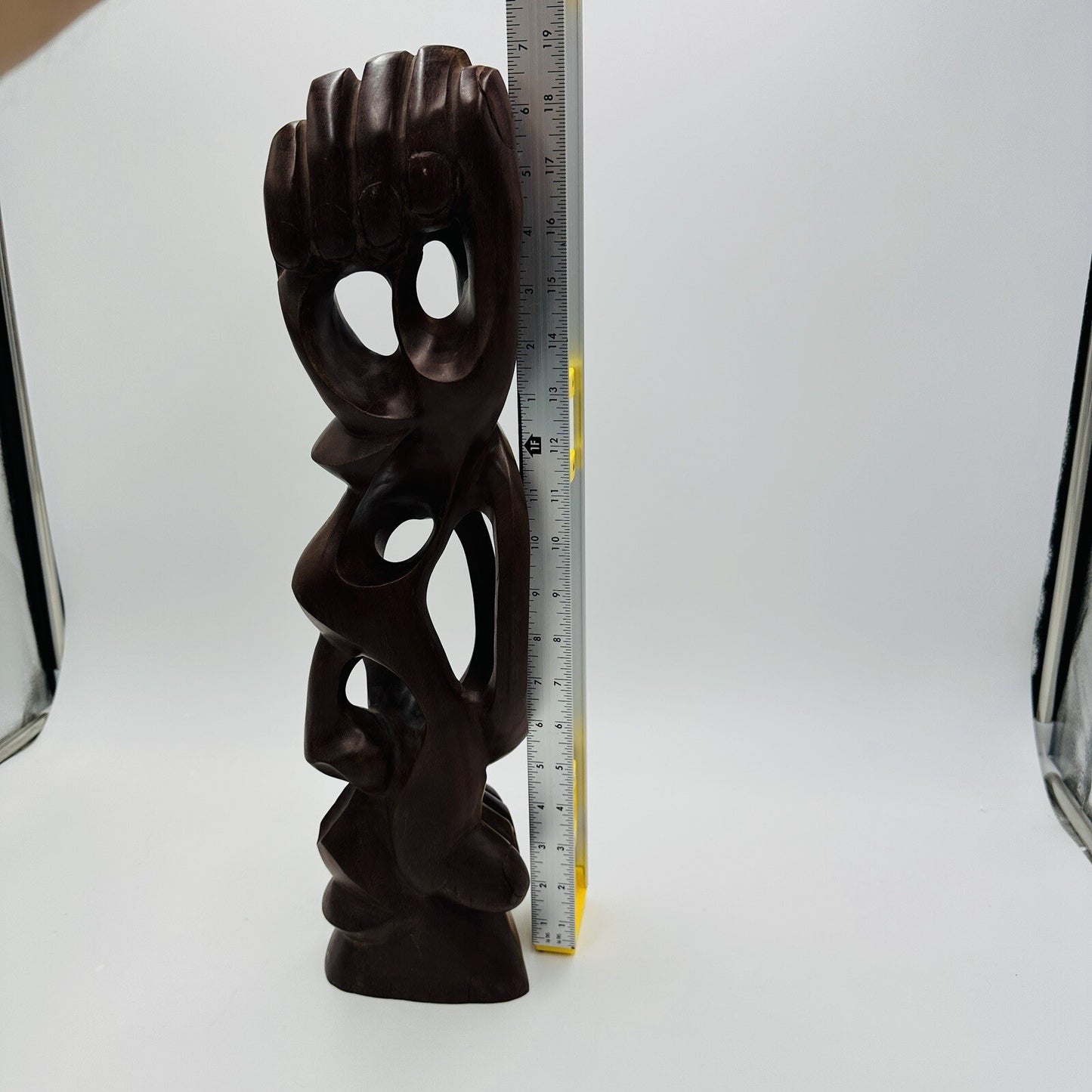 Mid Century Carved Wood Sculpture Hand Foot Face Modernism Large 19in Folk Art