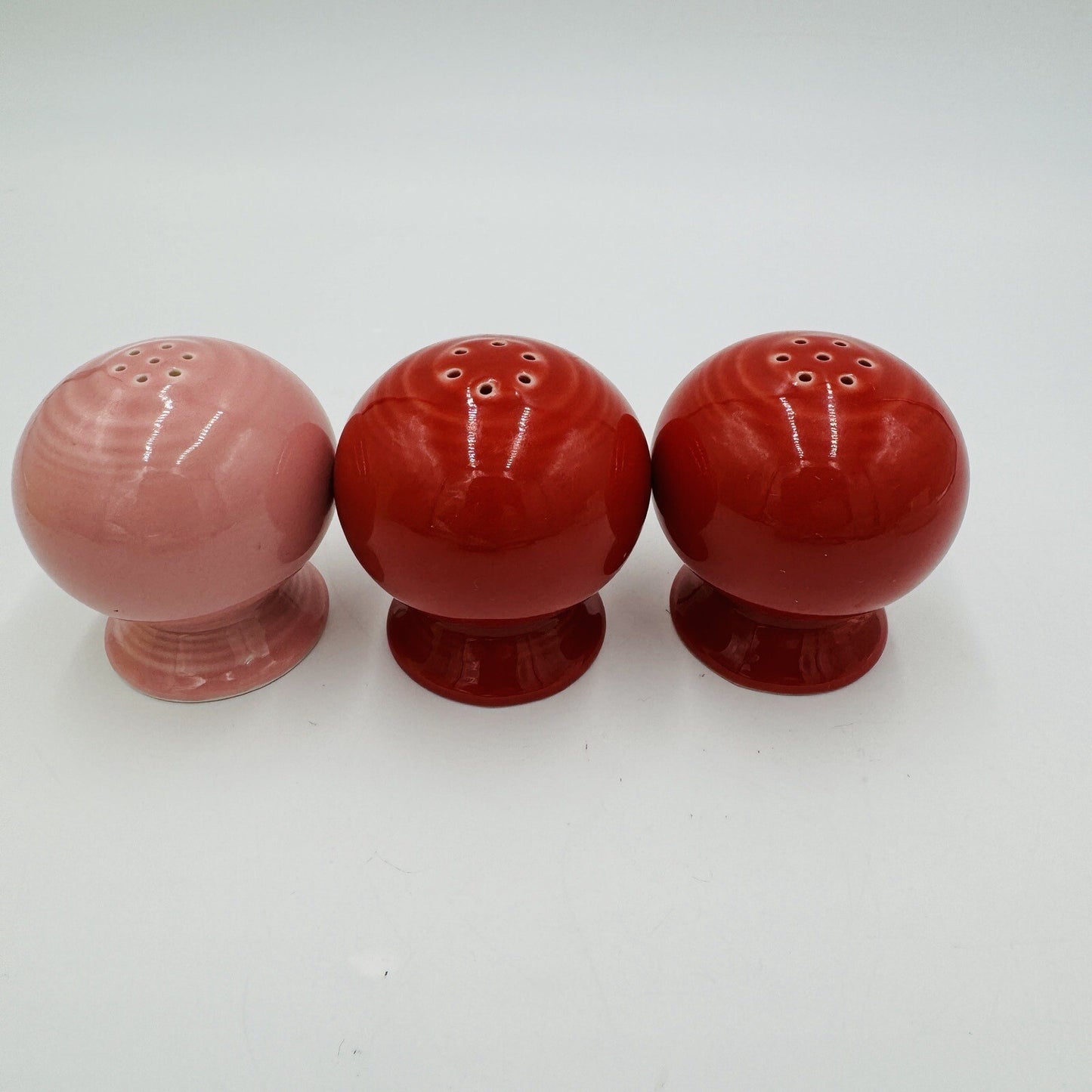 Fiestaware Salt And Pepper Shakers Red & Pink Set Pottery USA