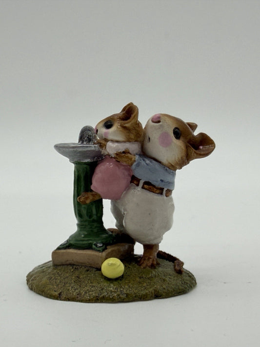 Vintage Wee Forest Folk Little Squirt M-181 Mouse Mice Pink Girl Rare Figurine