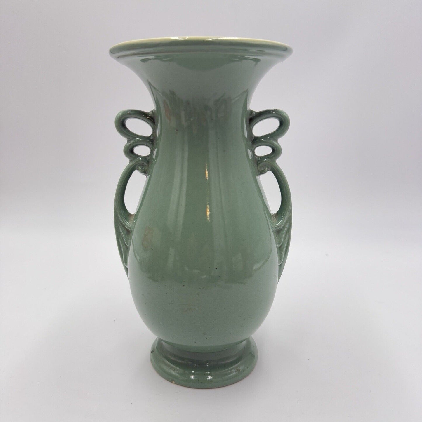 Abingdon USA Pottery 1930's Celadon Green Double Handled Vase #535 Large Rare