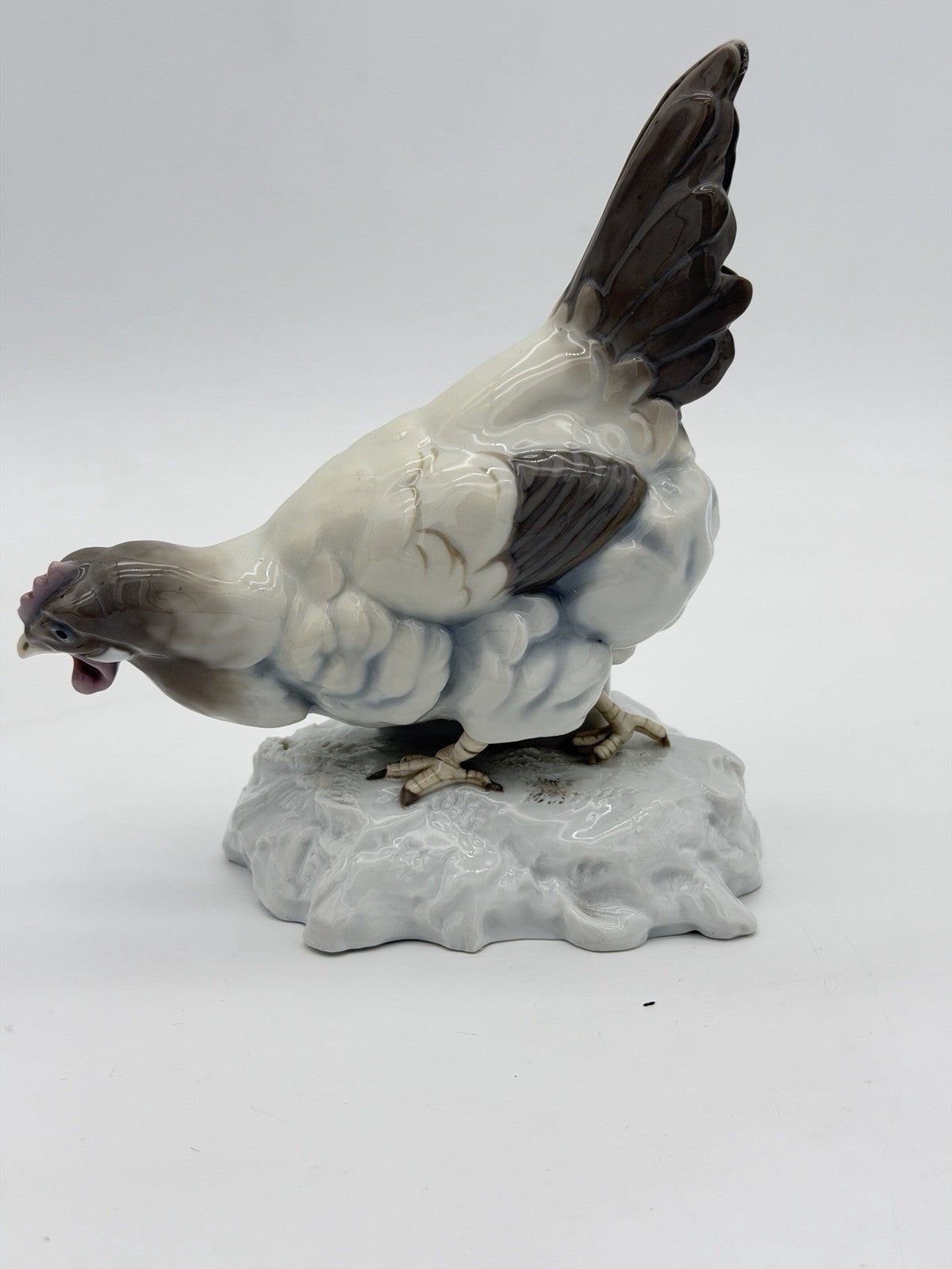 Rare Antique Karl Ens Volkstedt Germany Porcelain Rooster Chicken Hen Figurine