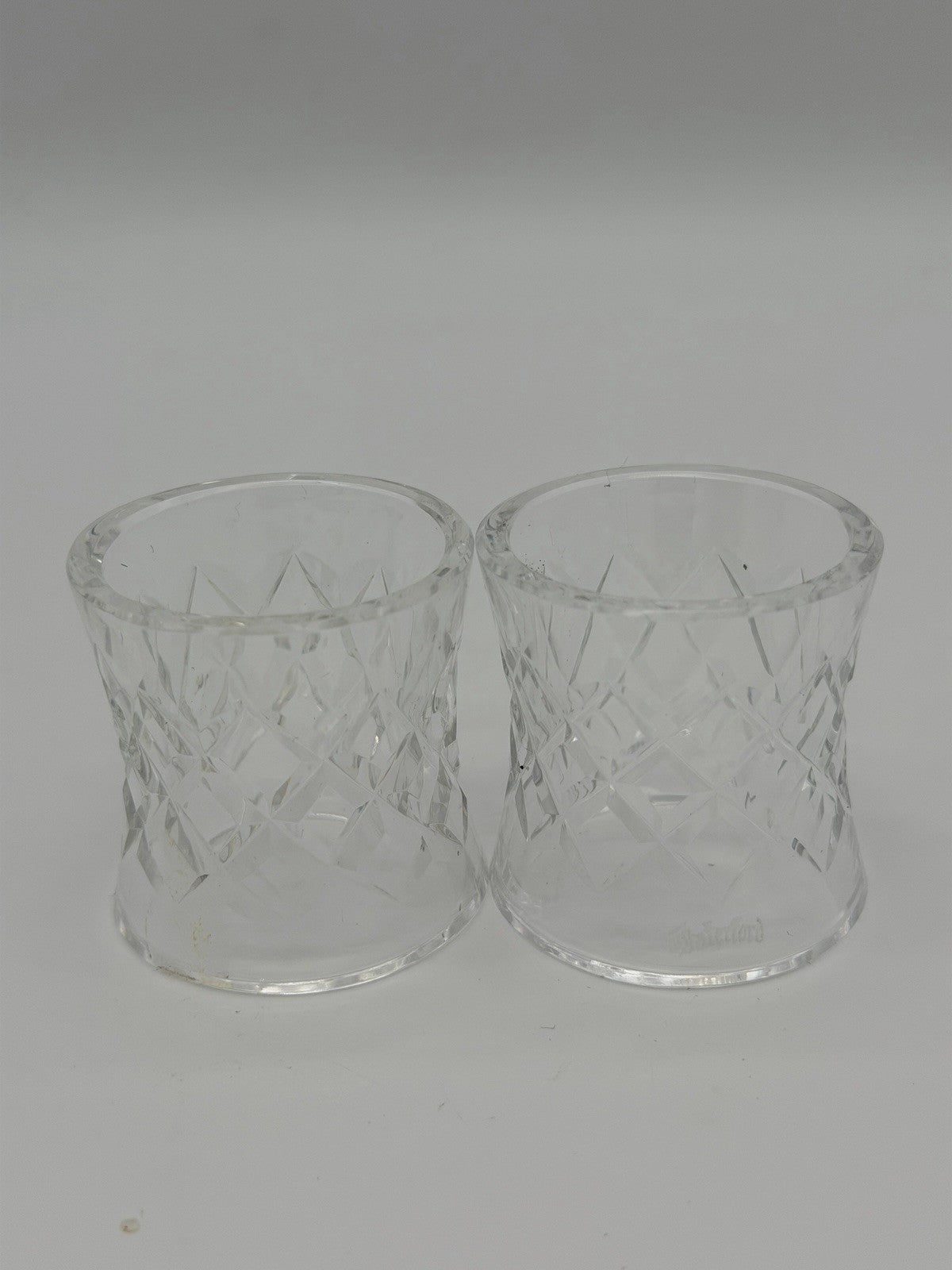 Waterford Ireland Crystal COMERAG DIAMOND CUT NAPKIN RINGS HOLDERS Set of 2