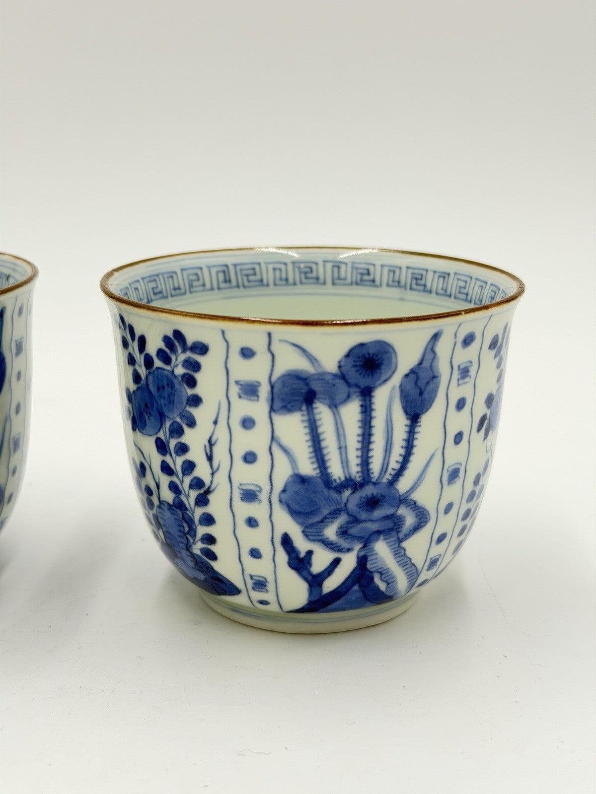 Qing Dynasty 19th  Jingdezhen folk kiln blue & white porcelain teacups