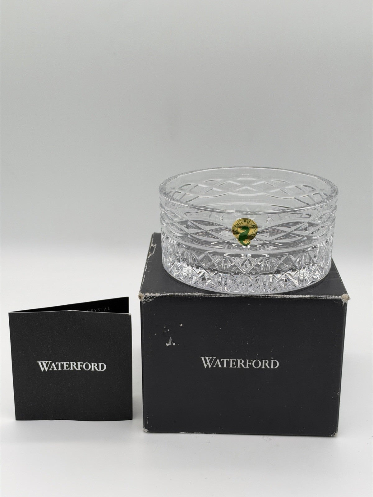 Waterford Crystal Slovene book of Kells Bottle Coaster Cut 5” Boxed Vintage