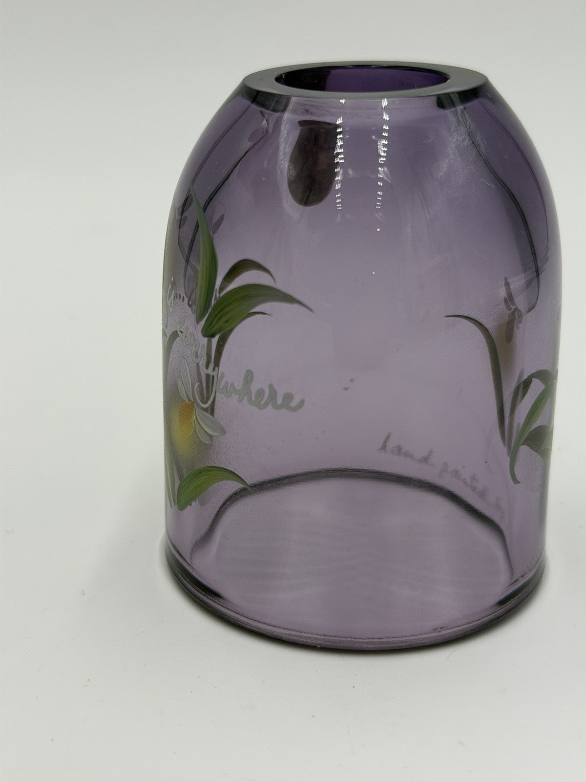 Fenton Art Glass Purple Fairy Light Candle Holder Painted Only Shade 3.5”H