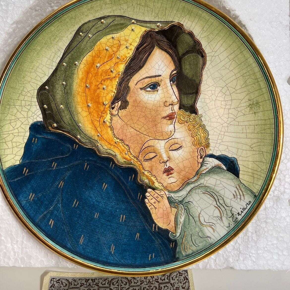 Fontana Plate Mother's Day 1973 8.5" Mother and Child Collector Plate Italy