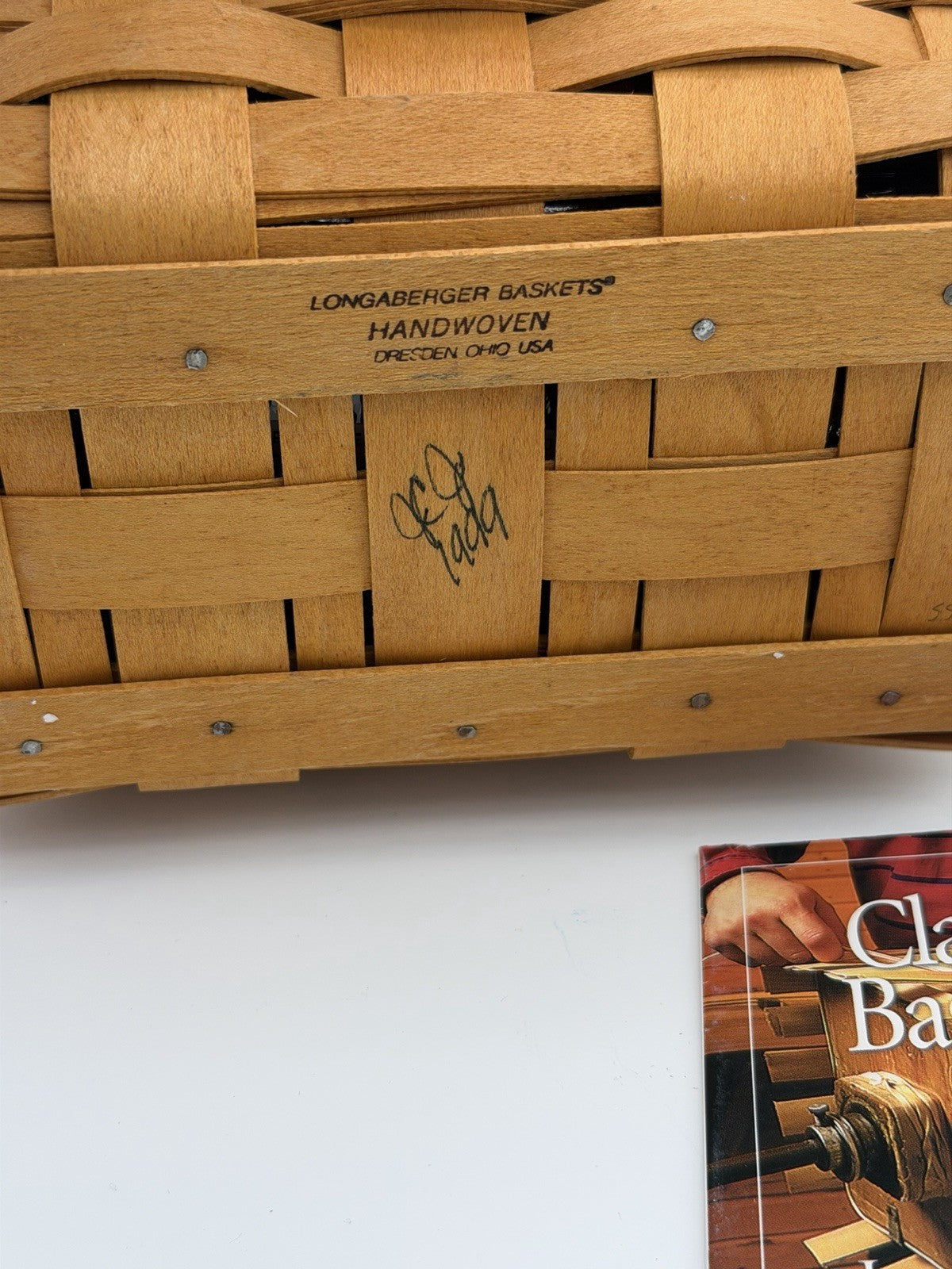 Vintage 1999 Longaberger Recipe Wood Woven  Basket w/Lid Plastic Insert Natural