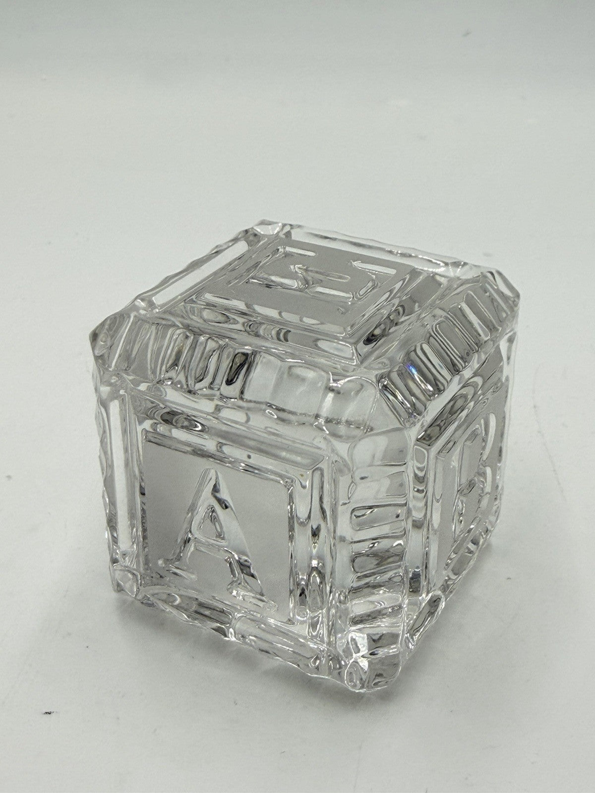 Waterford Crystal Ireland ABC Building Block Paperweight Signed Figurine 2”H