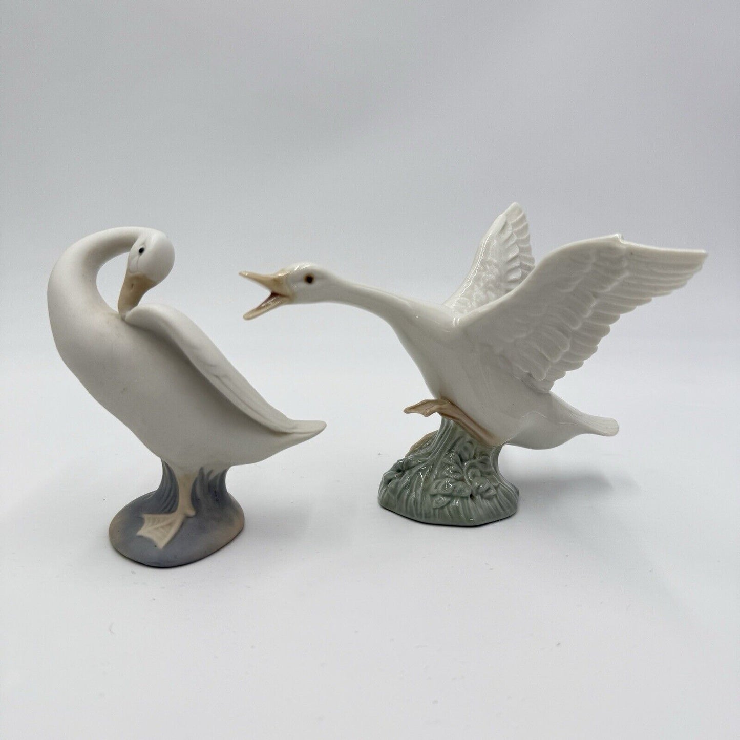 Vintage Lladro Spain Porcelain Ducks Figurines Glossy /matte White Rare 4” Set