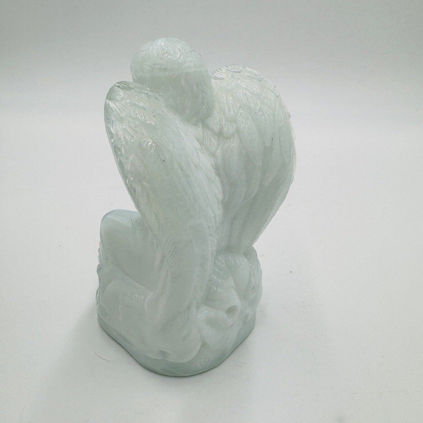 Boyd Art Glass Angel White Blue Clear Pressed Glass Figurine B Vintage