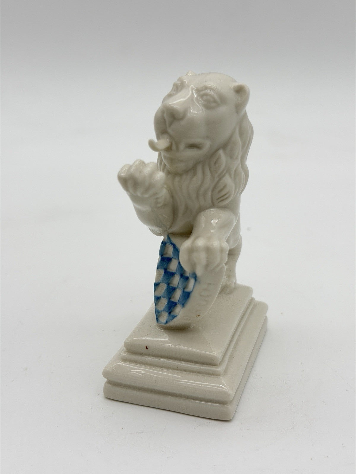 Antique Nymphenburg Porcelain Bavarian Lion Figurine With Flag 3.5” Germany