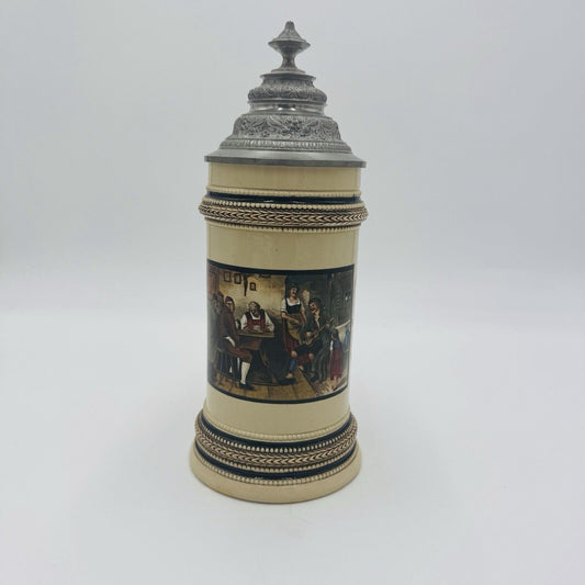 Antique German Beer Stein #992 Hand-Painted F.Defregger 1/2 L Marzi&Remy c.1890s